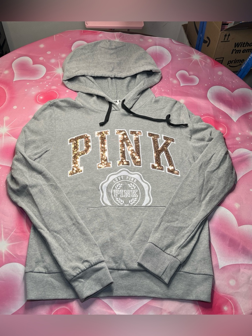PINK sequin victoria secret hoodie